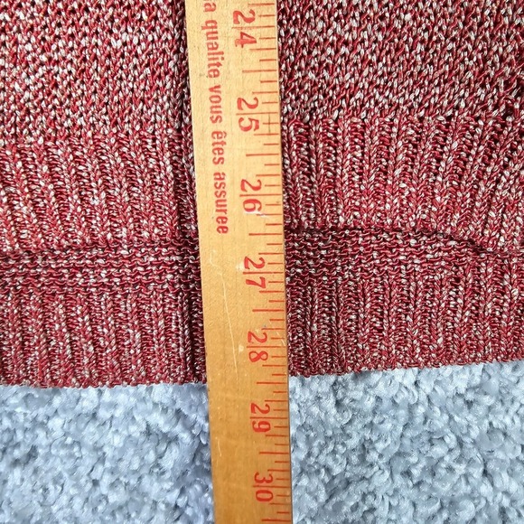 J. McLaughlin Metallic Linen Sweater Womens XL Red Holiday Shine Pullover Knit - Picture 10 of 12
